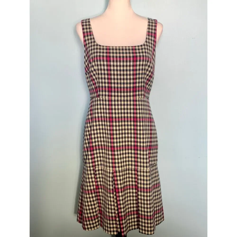 NWT J.Crew Scoopneck Fit Flare Dress in Herringbone Twill Size 4